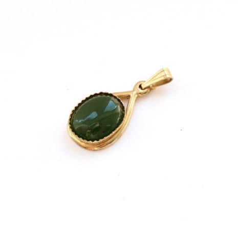 Vintage 9ct Rolled Gold Jade Pendant 