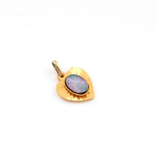 Sweet Vintage Opal Glass Heart Charm