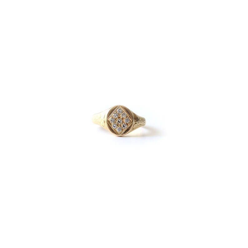 Chunky 18ct Gold & Diamond Signet Ring Deakin & Francis