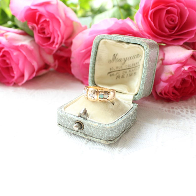 Reserved/ Layaway JH Victorian 15ct Gold Opal & Diamond Ring