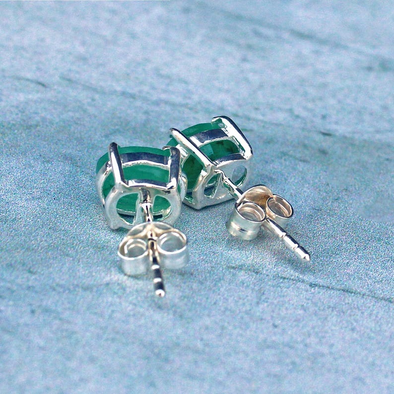 Sterling Silver Emerald Stud Earrings