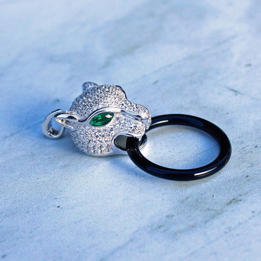 Sterling Silver Onyx Panthere Panther Pendant