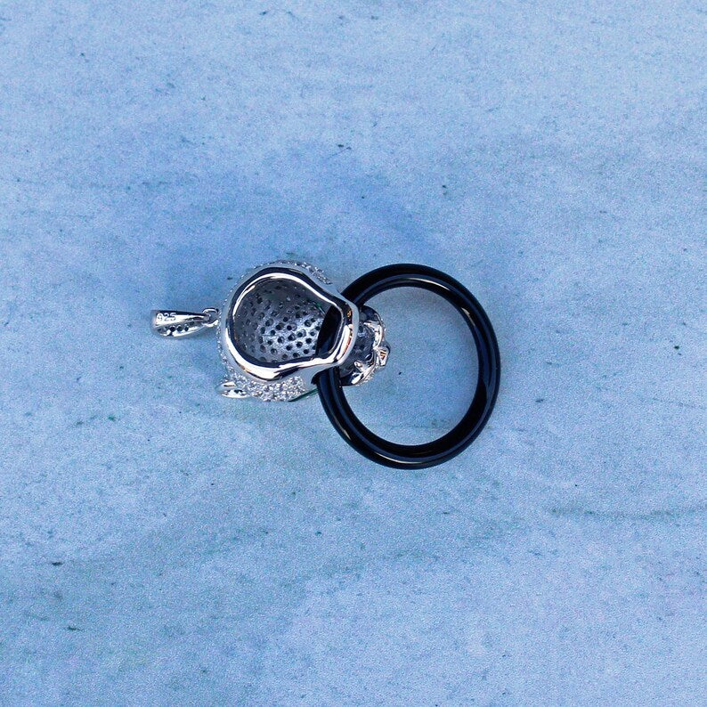Sterling Silver Onyx Panthere Panther Pendant