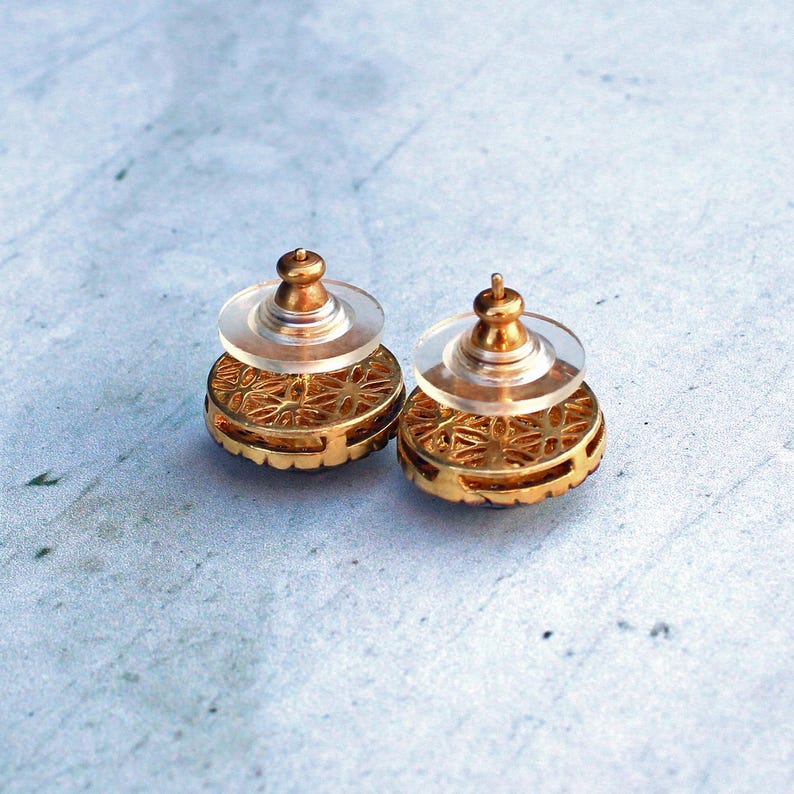 14ct Gold & Silver Mine Cut Diamond Stud Earrings