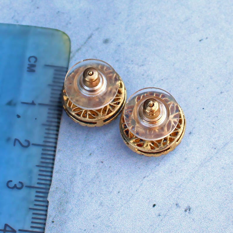14ct Gold & Silver Mine Cut Diamond Stud Earrings