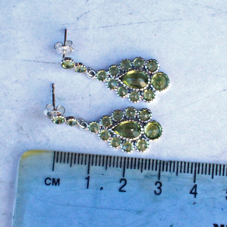 Sterling Silver Peridot Drop Earrings