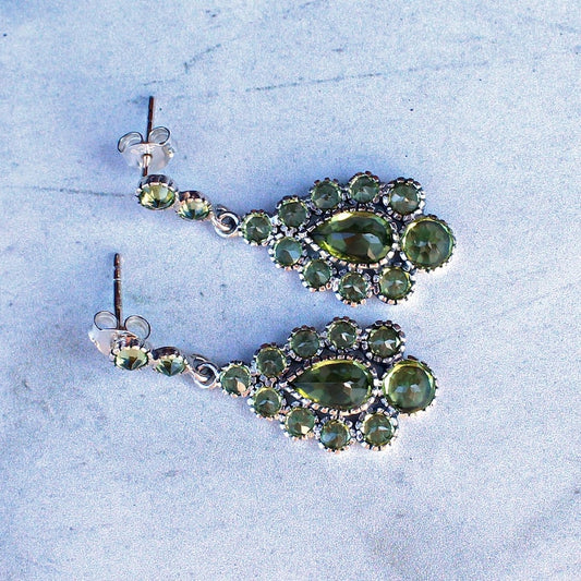 Sterling Silver Peridot Drop Earrings