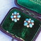 9ct Gold Turquoise & Pearl Cluster Earrings