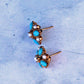 9ct Gold Turquoise & Pearl Cluster Earrings
