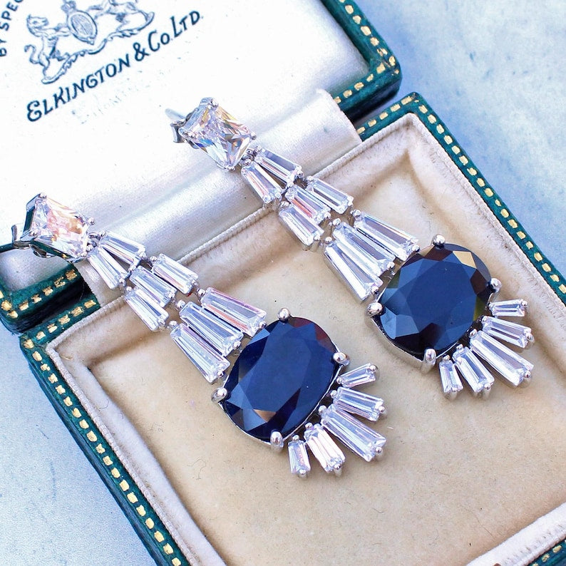Sterling Silver Large Sapphire Earrings