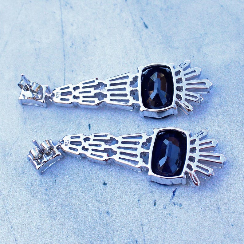 Sterling Silver Large Sapphire Earrings
