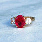 Sterling Silver Ruby Paste Trilogy Ring