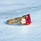 Sterling Silver Ruby Paste Trilogy Ring