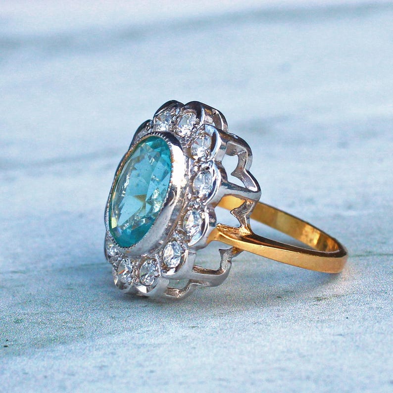 Sterling Silver Aquamarine Paste Halo Ring