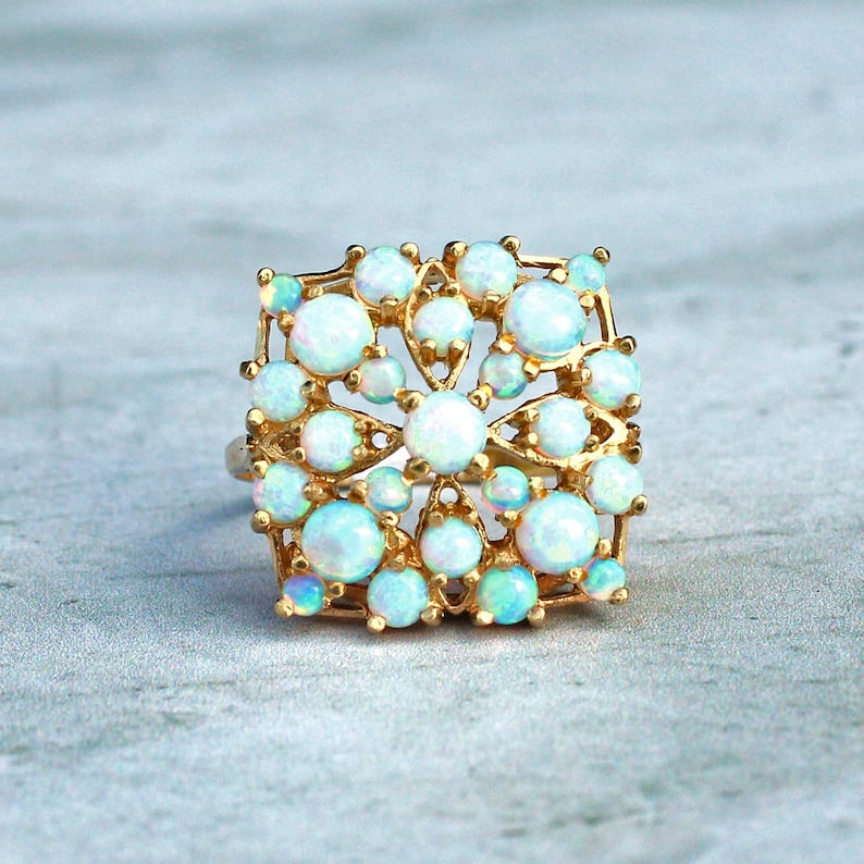 Sterling Silver Opal Plaque Ring