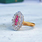 Sterling Silver Vermeil Art Deco style Ruby Paste Ring