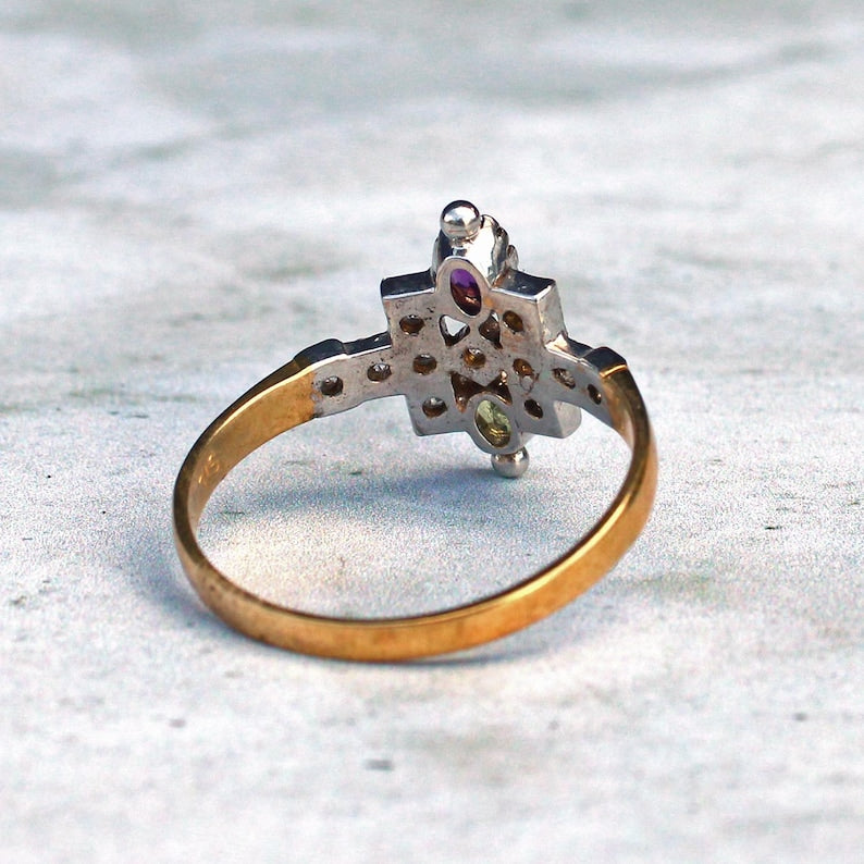 Solid Silver Peridot & Amethyst Ring