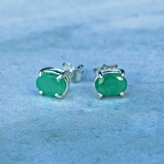 Sterling Silver Emerald Stud Earrings