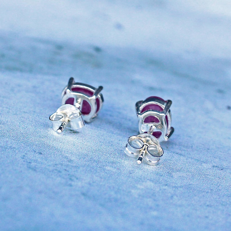Sterling Silver Amethyst Stud Earrings