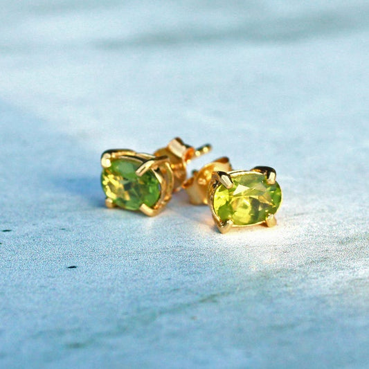 Sterling Silver Vermeil Peridot Stud Earrings