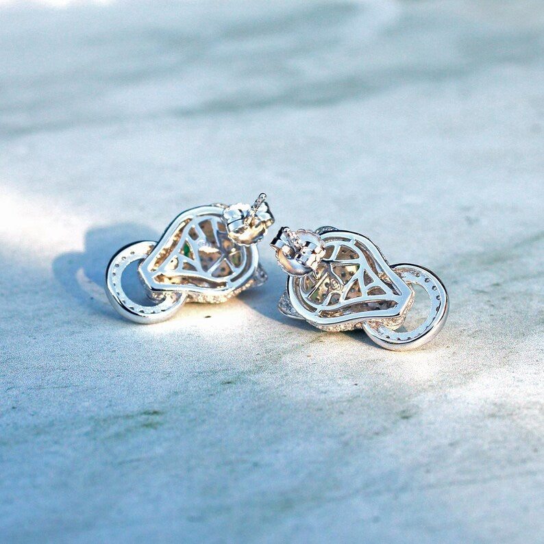 Sterling Silver Cubic Zirconia Panther Panthere Earrings