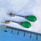 9ct Gold & Silver Jade & Diamond Long Drop Earrings