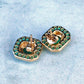 9ct Gold Emerald & Diamond Earrings