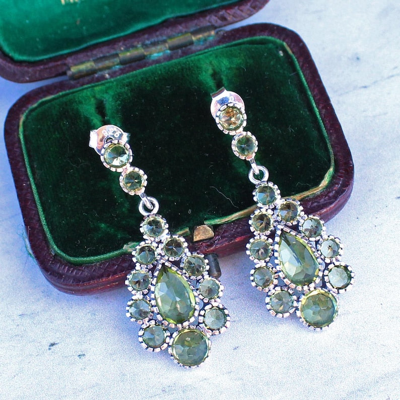 Sterling Silver Peridot Drop Earrings