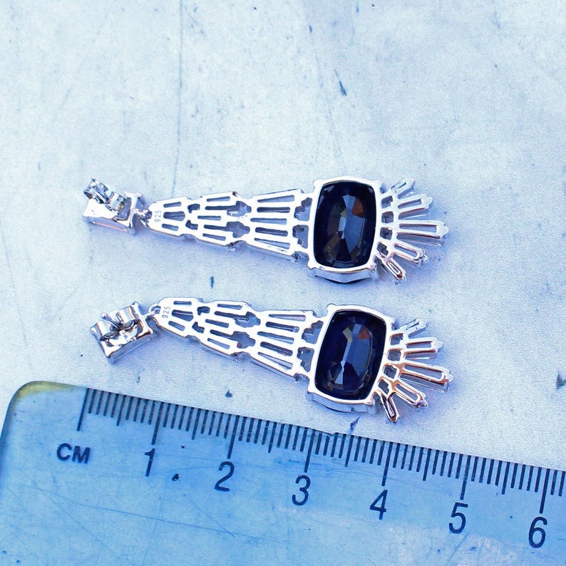 Sterling Silver Large Sapphire Earrings