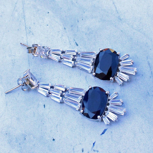 Sterling Silver Large Sapphire Earrings