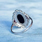 Art Deco style 9ct White Gold Onyx Ruby & Diamond Ring