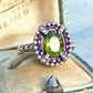 9ct Gold Peridot Amethyst Seed Pearl Ring