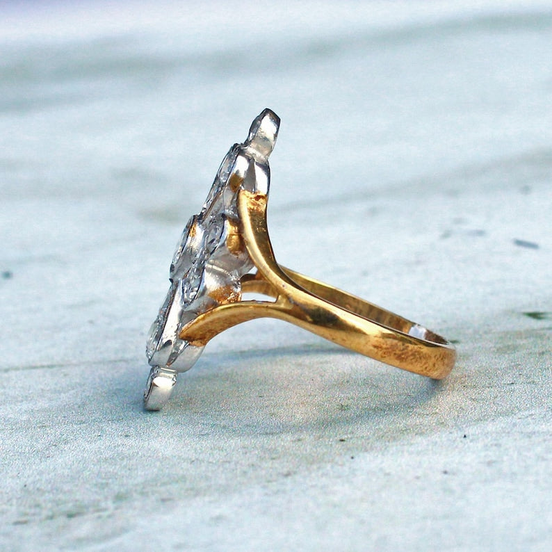 Sterling Silver Vermeil Navette Ring