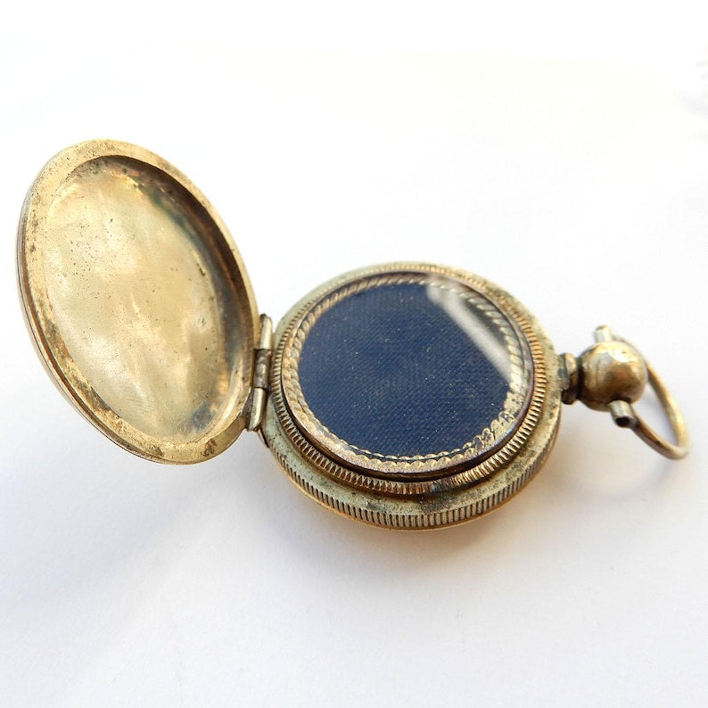 Antique Victorian Rolled Gold Locket Fob Glass Locket