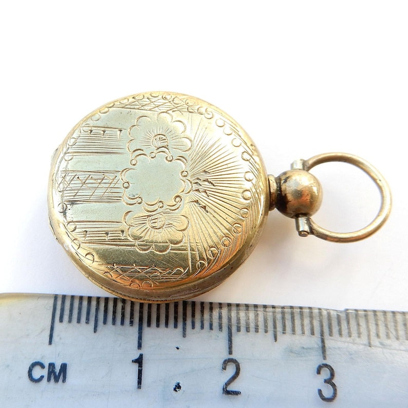Antique Victorian Rolled Gold Locket Fob Glass Locket