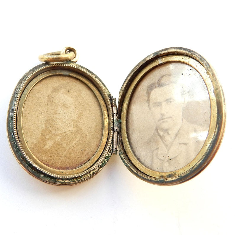 Victorian 9ct Gold Back & Front Locket with Enamel