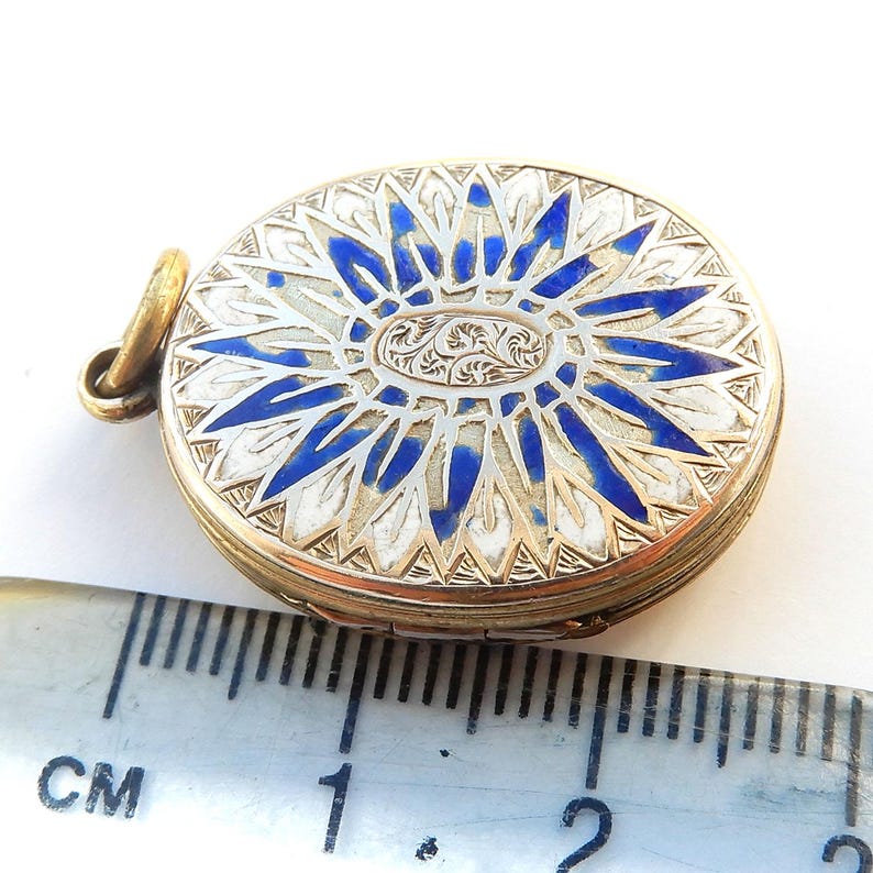 Victorian 9ct Gold Back & Front Locket with Enamel