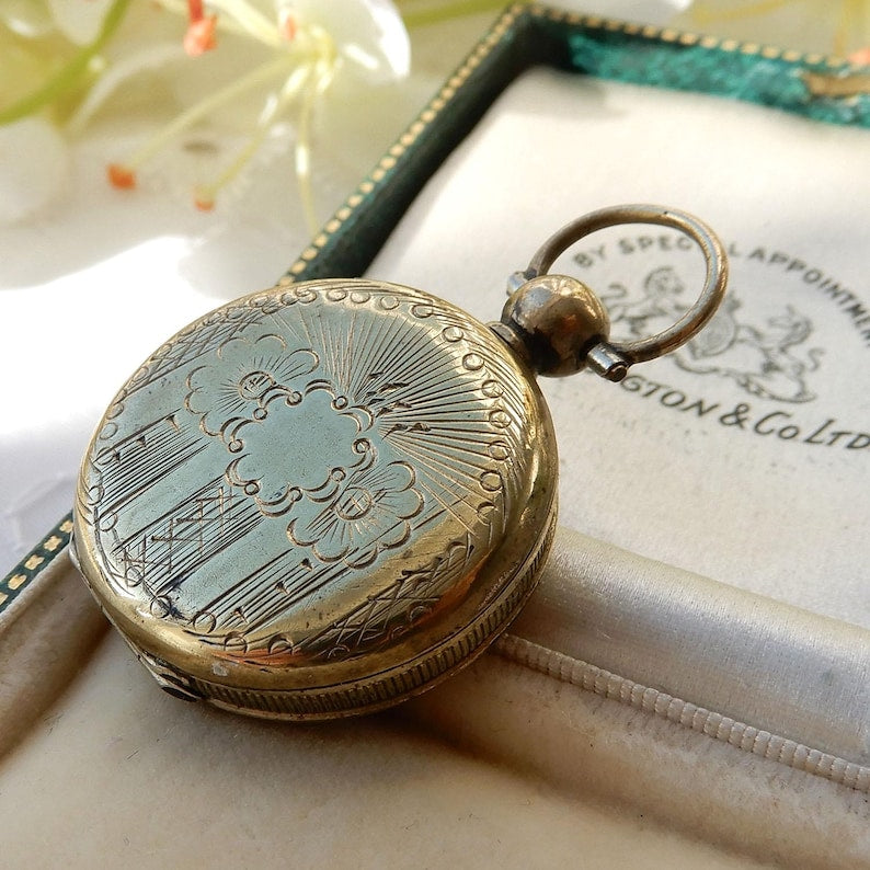 Antique Victorian Rolled Gold Locket Fob Glass Locket