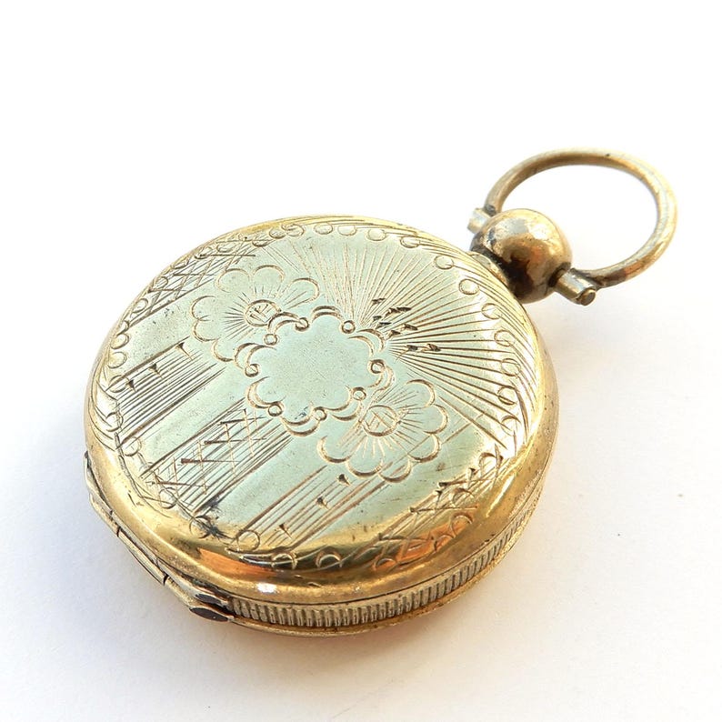 Antique Victorian Rolled Gold Locket Fob Glass Locket