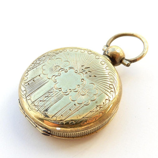 Antique Victorian Rolled Gold Locket Fob Glass Locket