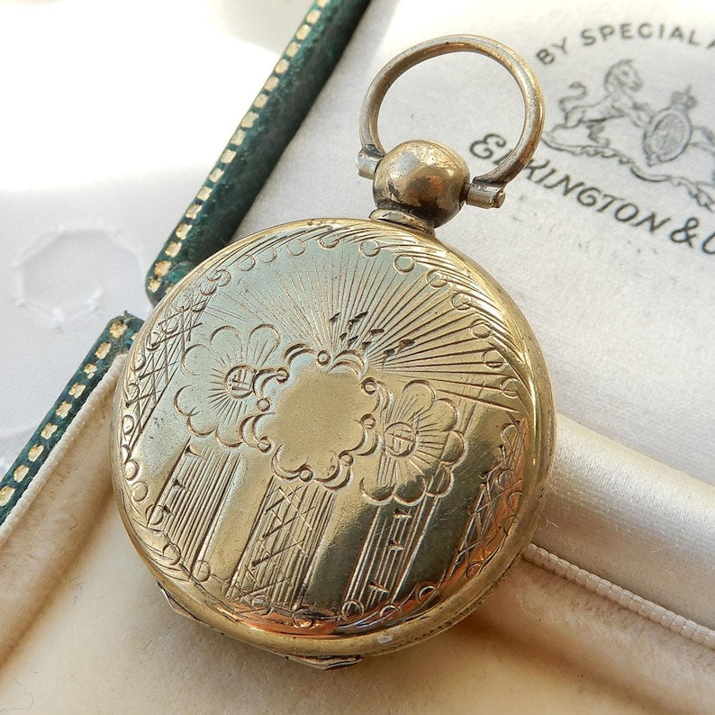 Antique Victorian Rolled Gold Locket Fob Glass Locket