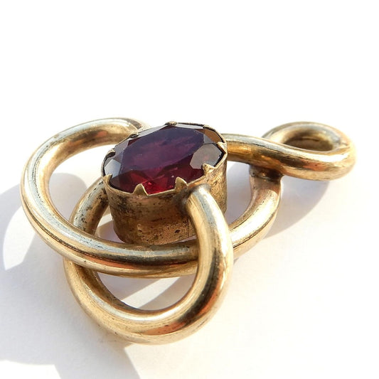 Antique Pinchbeck Garnet Paste Knot Pendant