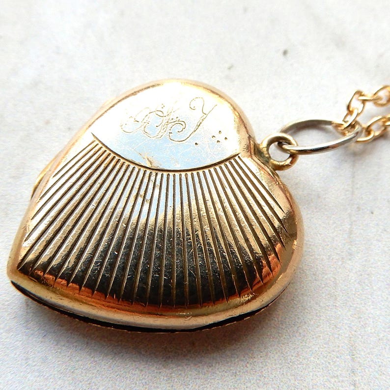 Vintage Rolled Gold Sunburst Heart Locket
