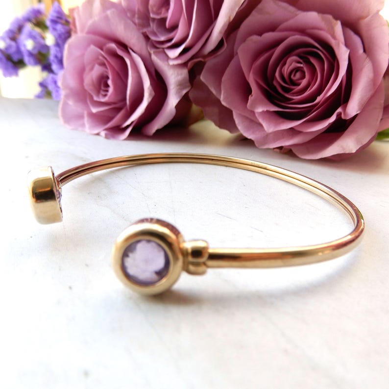 Antique 9ct Gold Amethyst Bangle Bracelet