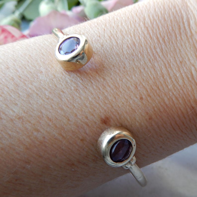 Antique 9ct Gold Amethyst Bangle Bracelet