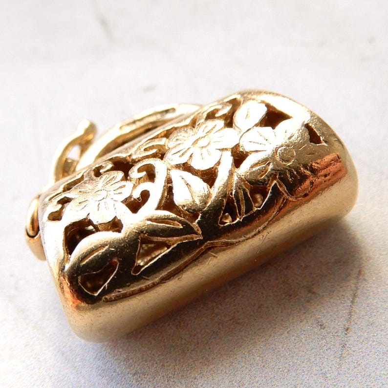 Vintage 9ct Gold Diamond Handbag Purse Charm