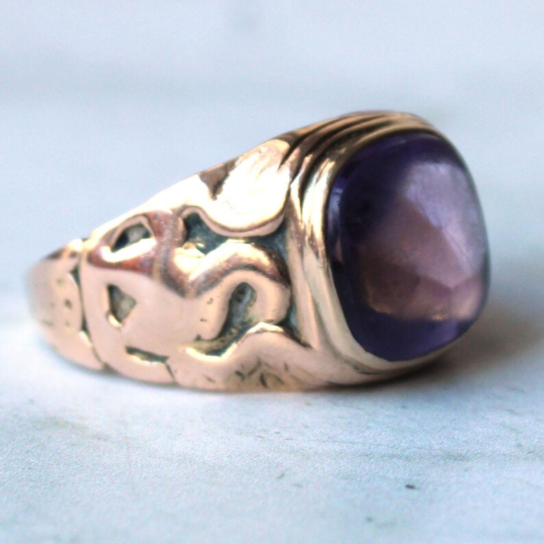 Antique 14ct Gold Amethyst Signet Ring 11.5grams
