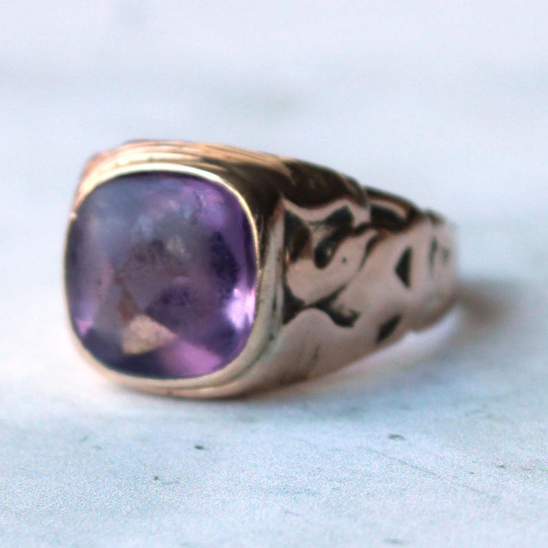 Antique 14ct Gold Amethyst Signet Ring 11.5grams