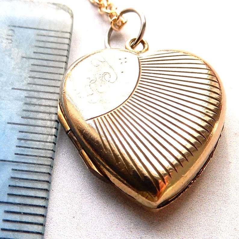 Vintage Rolled Gold Sunburst Heart Locket
