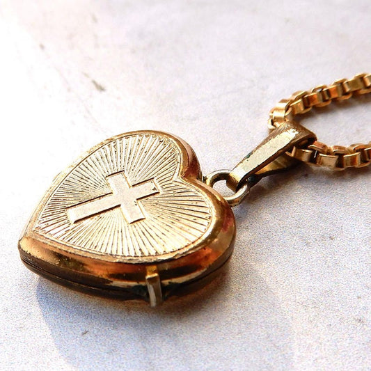 Vintage Rolled Gold Heart Locket with Chain Andreas Daub Germany